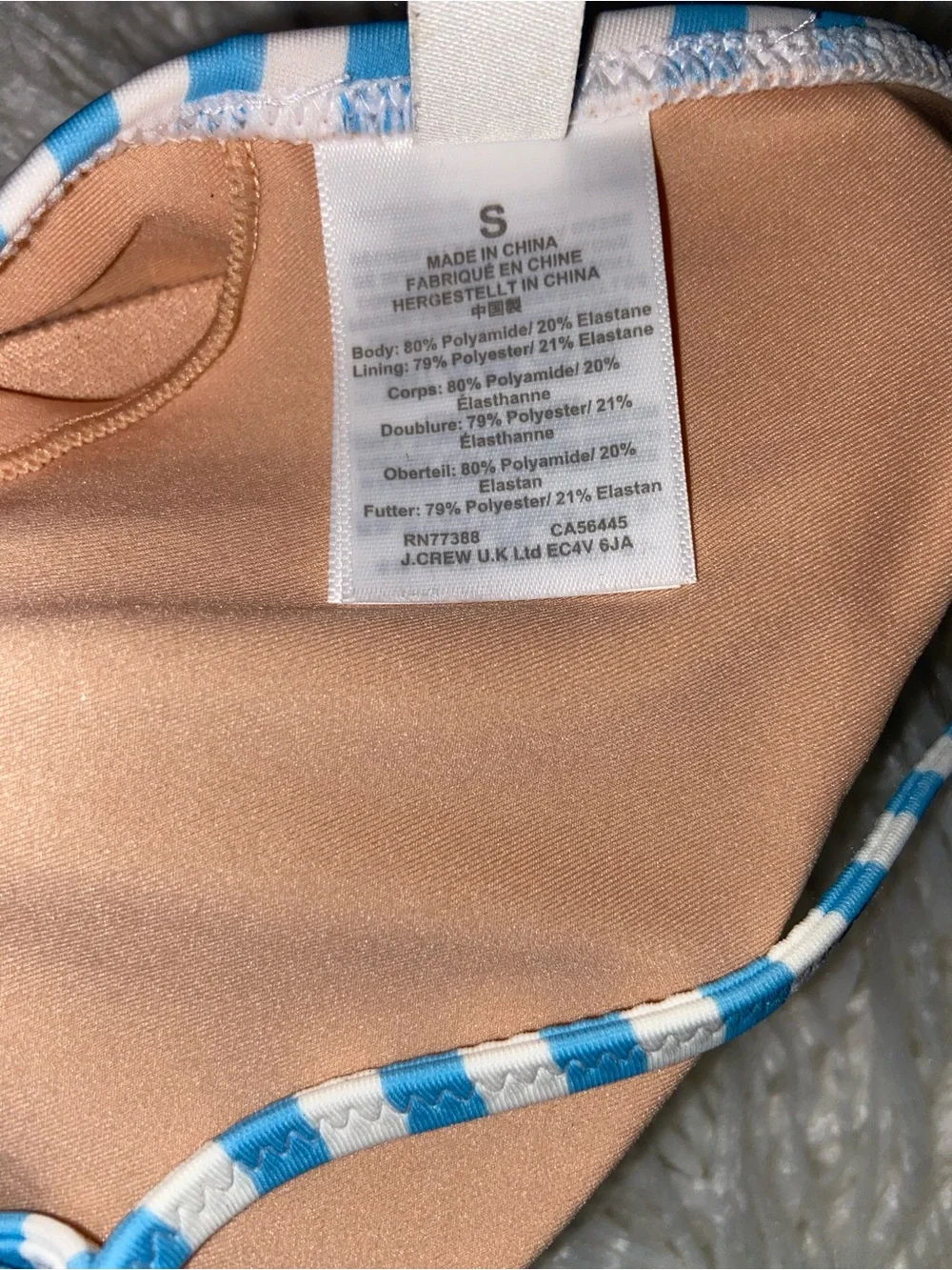 J. Crew Blue & White Striped Bralette Bikini Top
